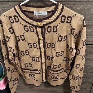 Women's Beige and Dark Brown Cardigan size M